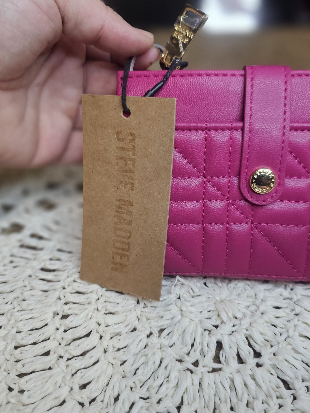 Steve Madden Hot Pink Quilted Snap Wallet